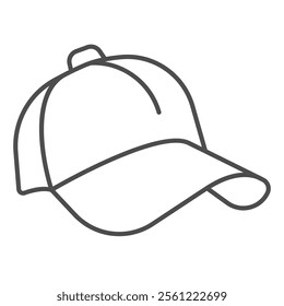 Baseball game cap thin line icon, sport headwear concept. Vector graphics. Sportsman hat sign on white background, outline style icon for mobile or web design