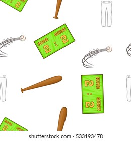 Baseball game equipment pattern. Cartoon illustration of baseball game equipment vector pattern for web