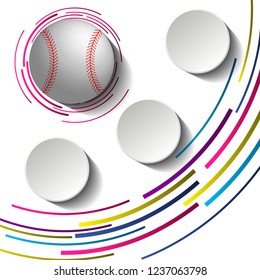 Baseball game infographic image with three blank paper plates and 3d ball.