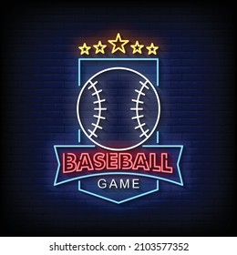 Baseball Game Neon Signs Style Text Vector