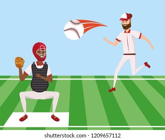 baseball game and players competition with ball