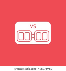Baseball Game Score Flat Icon On Red Background