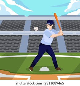 Baseball Game Sport Flat Illustration