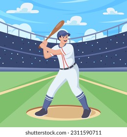 Baseball Game Sport Flat Illustration