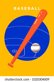 Baseball game sport poster design. Vector flat illustration.