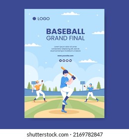 Baseball Game Sports Social Media Vertical Poster Template Flat Cartoon Background Vector Illustration