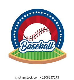 baseball game sticker with ball and field