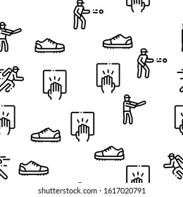 Baseball Game Tools Seamless Pattern Vector Thin Line. Illustrations