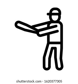 Baseball Gamer Icon Vector. Outline Baseball Gamer Sign. Isolated Contour Symbol Illustration