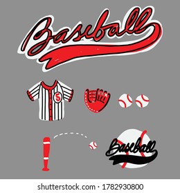 Baseball gear, balls and bat