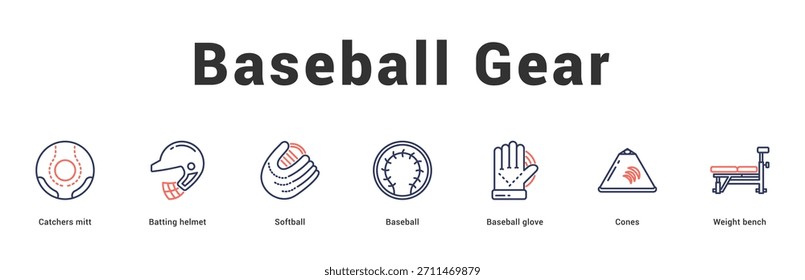 Baseball Gear Modern and clean web banner illustration featuring thematic icons for visual communication