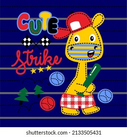 Baseball Giraffe Baby Vector Design