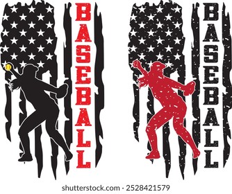 Baseball Girl American Flag, Softball Girl US Flag, Baseball Cut Files