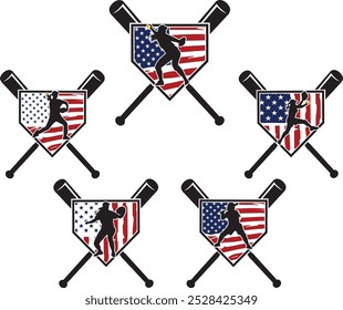 Baseball Girl Home Plate, Softball Girl American Flag Cut Files