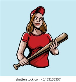 baseball girl mascot design vector