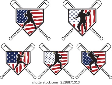 Baseball Girl US Flag, Softball Girl Home Plate Cut Files