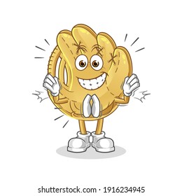 baseball glove applause illustration. character vector