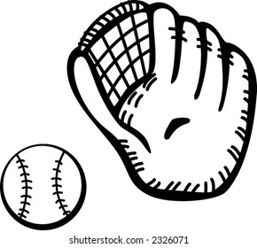 baseball glove and ball