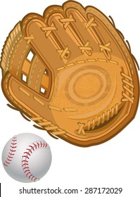 Baseball glove with ball