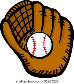 baseball glove and ball