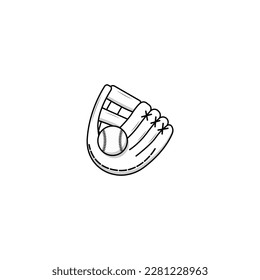 Baseball glove with ball icon isolated vector graphics