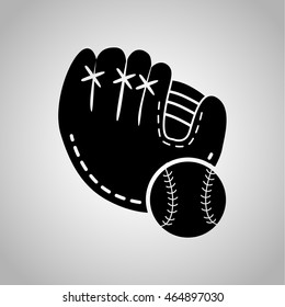 Baseball glove and ball icon on the background
