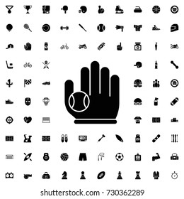 Baseball glove and ball icon. set of filled sport icons.