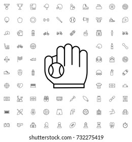 Baseball glove and ball icon. set of outline sport icons.