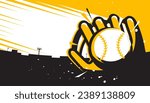Baseball glove with ball on abstract background. The sports concept