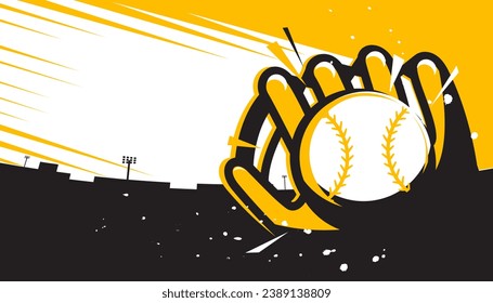 El guante de béisbol con la bola en un fondo abstracto. El concepto deportivo