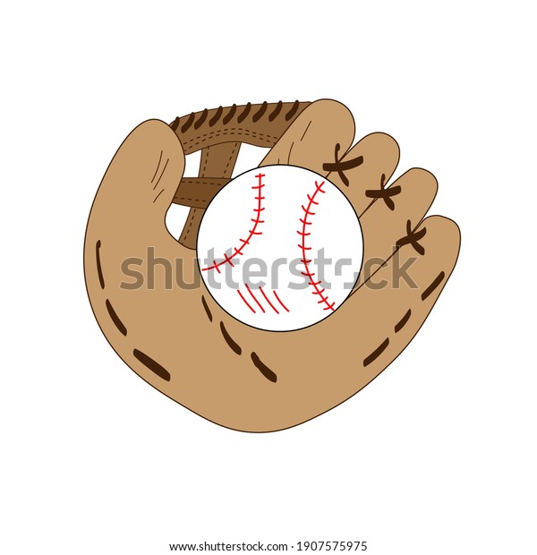 Baseball glove and ball ,\
softball