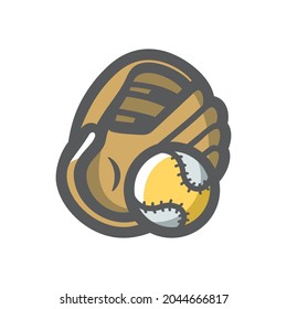 Baseball glove and ball Vector icon Cartoon illustration