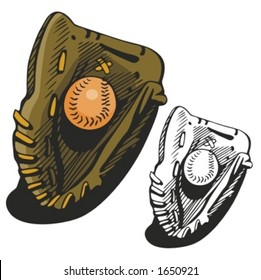 Baseball glove and a ball. Vector illustration