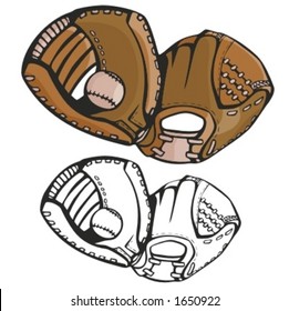 Baseball glove and a ball. Vector illustration