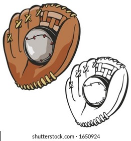 Baseball glove and a ball. Vector illustration