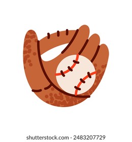 Baseball glove, with ball, vector illustration isolated on white background