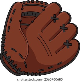 Baseball Glove Cartoon Colored Clipart Illustration