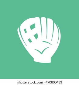 Baseball Glove Catcher Flat Icon On Green Background