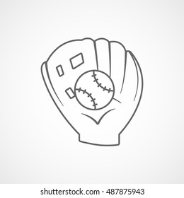 Baseball Glove Catcher Line Icon On White Background