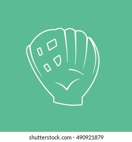 Baseball Glove Catcher Line Icon On Green Background