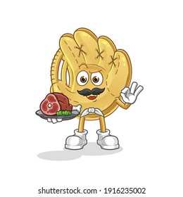 baseball glove chef with meat mascot. cartoon vector