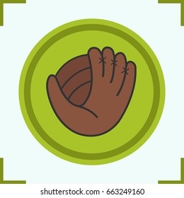 Baseball glove color icon. Softball mitt. Isolated vector illustration