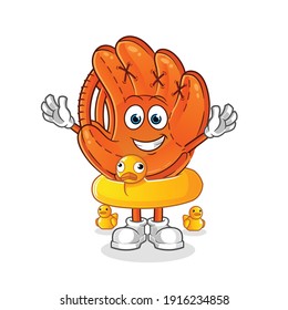 baseball glove with duck buoy cartoon. cartoon mascot vector