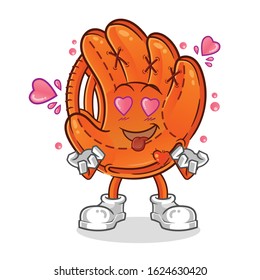 baseball glove fall in love cartoon. cartoon mascot vector