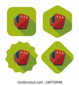 baseball glove flat icon with long shadow,eps10