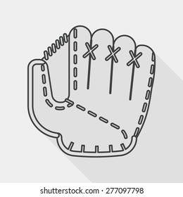 baseball glove flat icon with long shadow, line icon