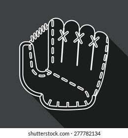 baseball glove flat icon with long shadow, line icon