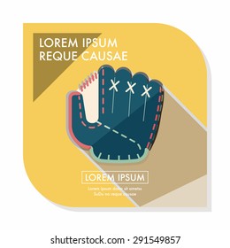 baseball glove flat icon with long shadow,eps10
