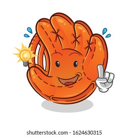 baseball glove got an idea with lamp and bubble cartoon. cartoon mascot vector cute chibi
