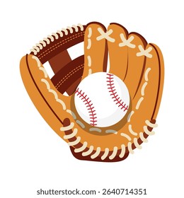 Baseball glove holding a ball isolated on white background vector design.